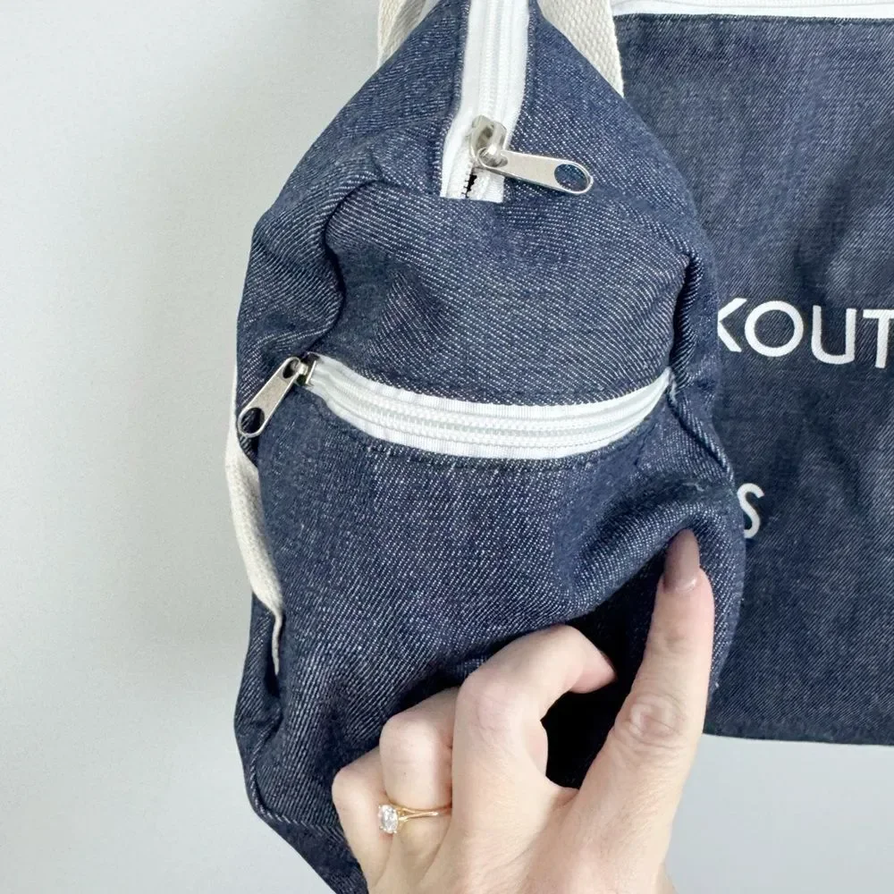 WILL WORKOUT FOR CUPCAKES Denim Look Gym Bag Duffel